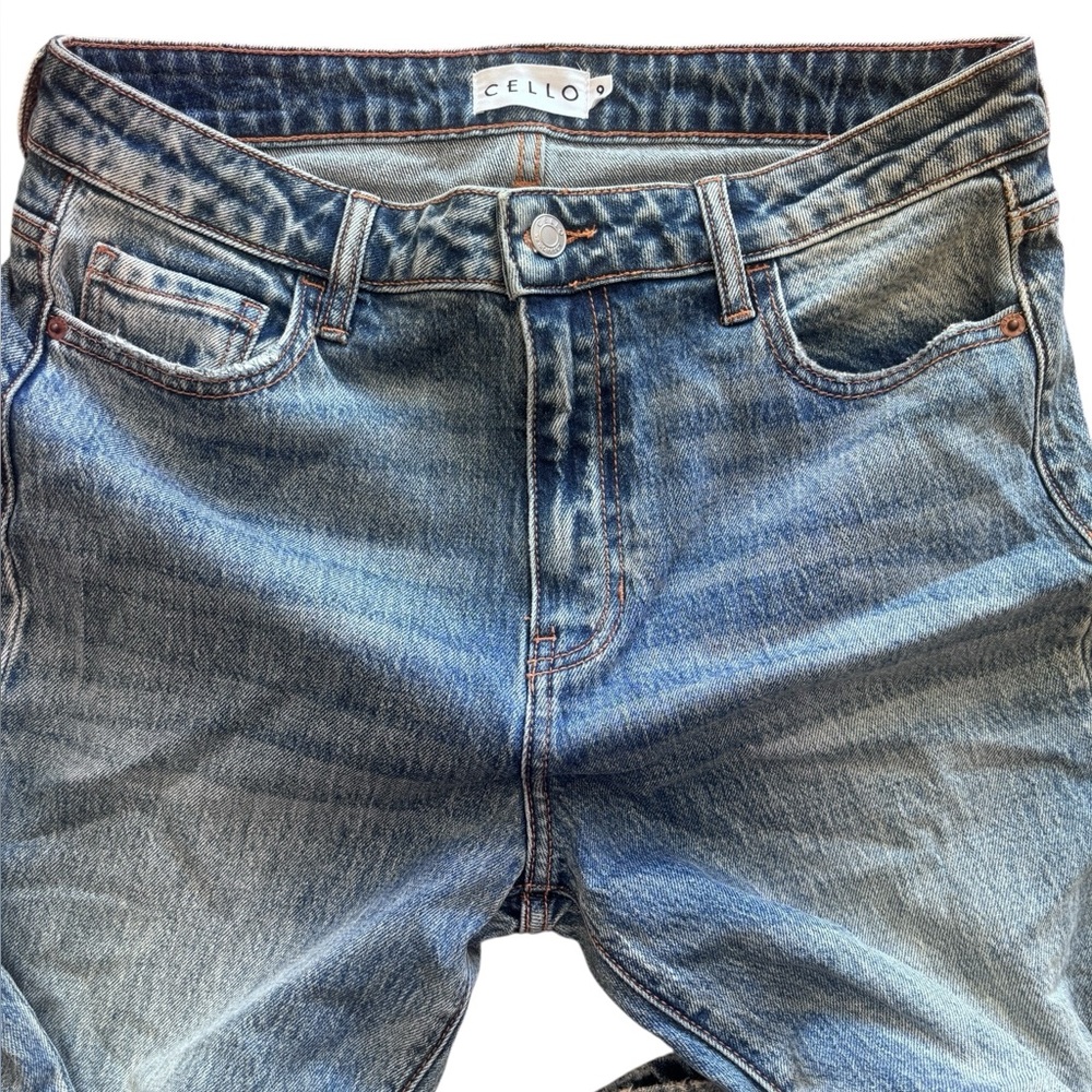 Cello High Rise Flare Jeans Medium Wash Stretch Denim Size 9